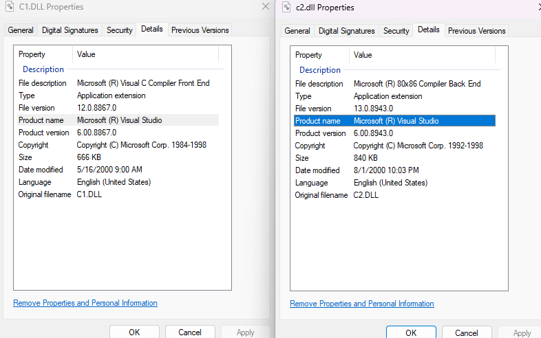 Compiler versions